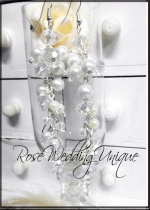 Кристални Обици модел Rain бели перли и кристали